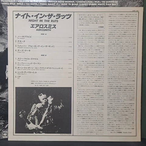 Aerosmith – Night In The Ruts (Ed. Japón)