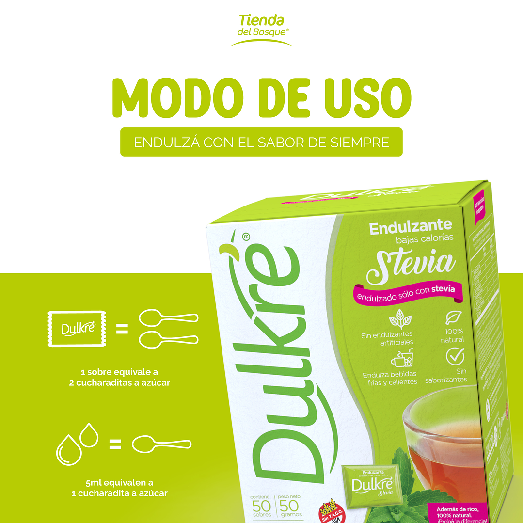 Dulkré Stevia - Sobres - 50 sobres 3