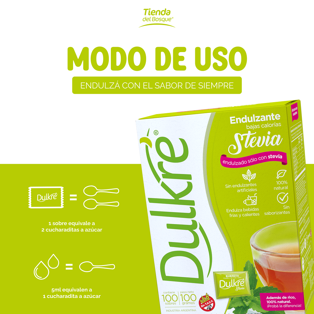 Dulkré Stevia - Sobres - 100 sobres 3