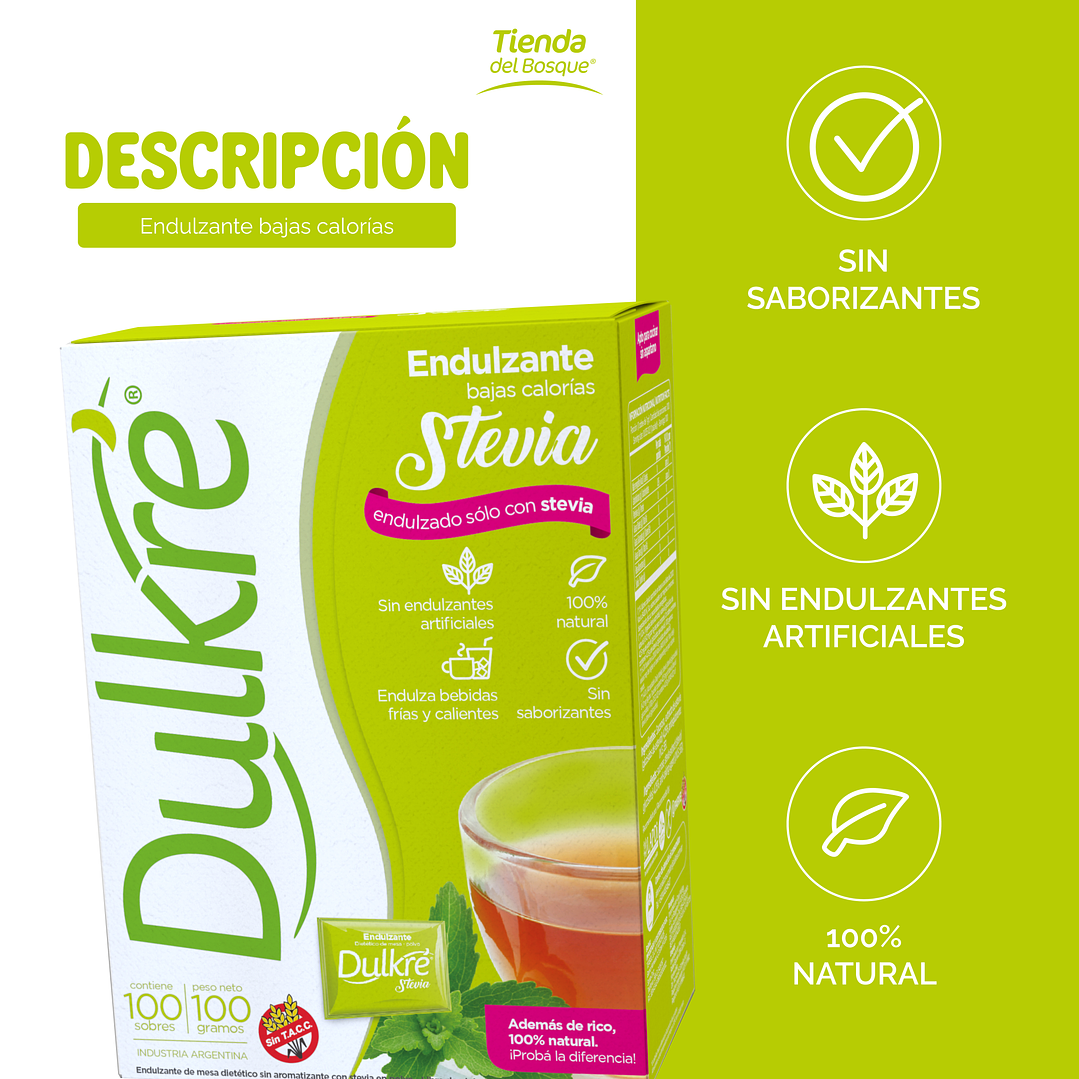 Dulkré Stevia - Sobres - 100 sobres 2