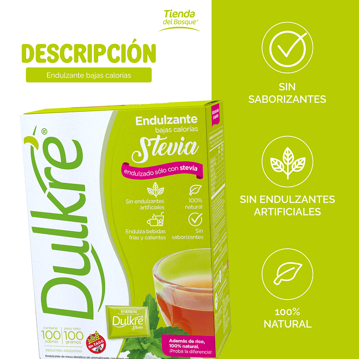 Dulkré Stevia - Sobres - 100 sobres 2