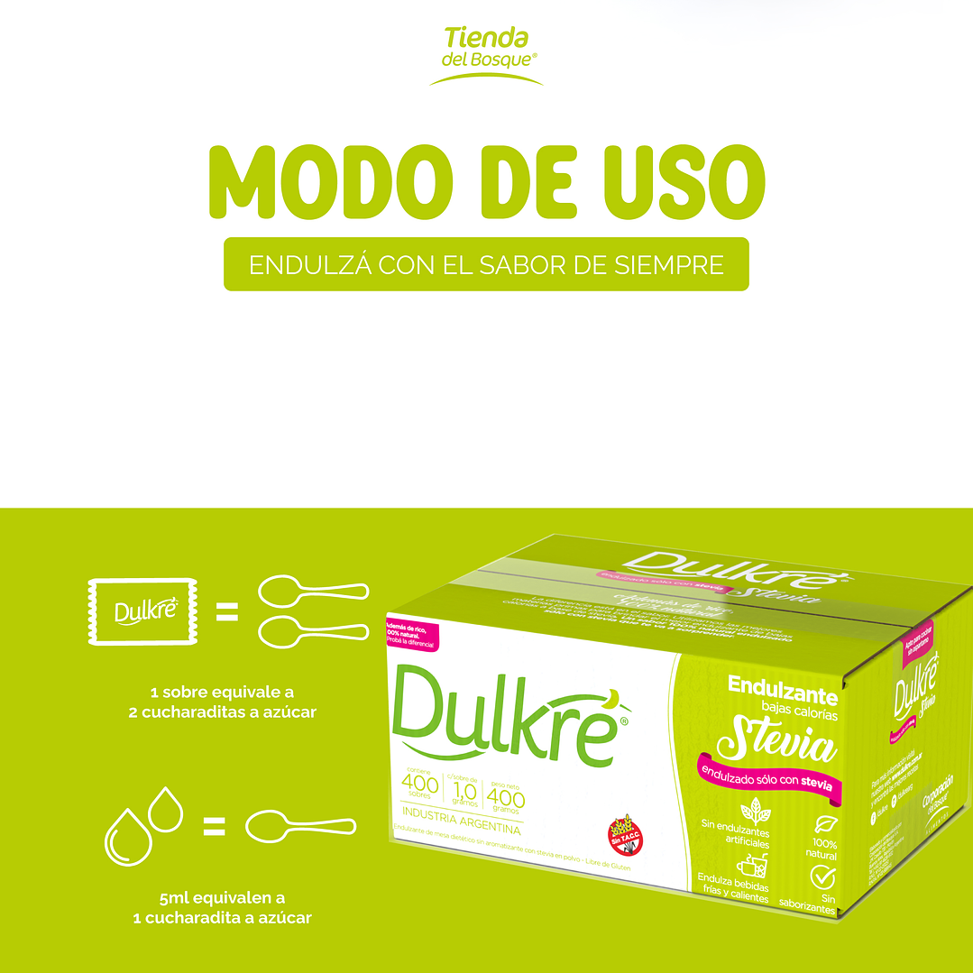 Dulkré Stevia - Sobres - 400 sobres 3