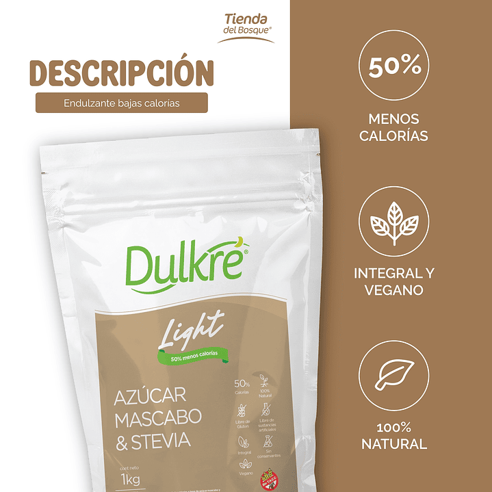 Dulkré Light 1kg - Azucar, Mascabo & Stevia 2