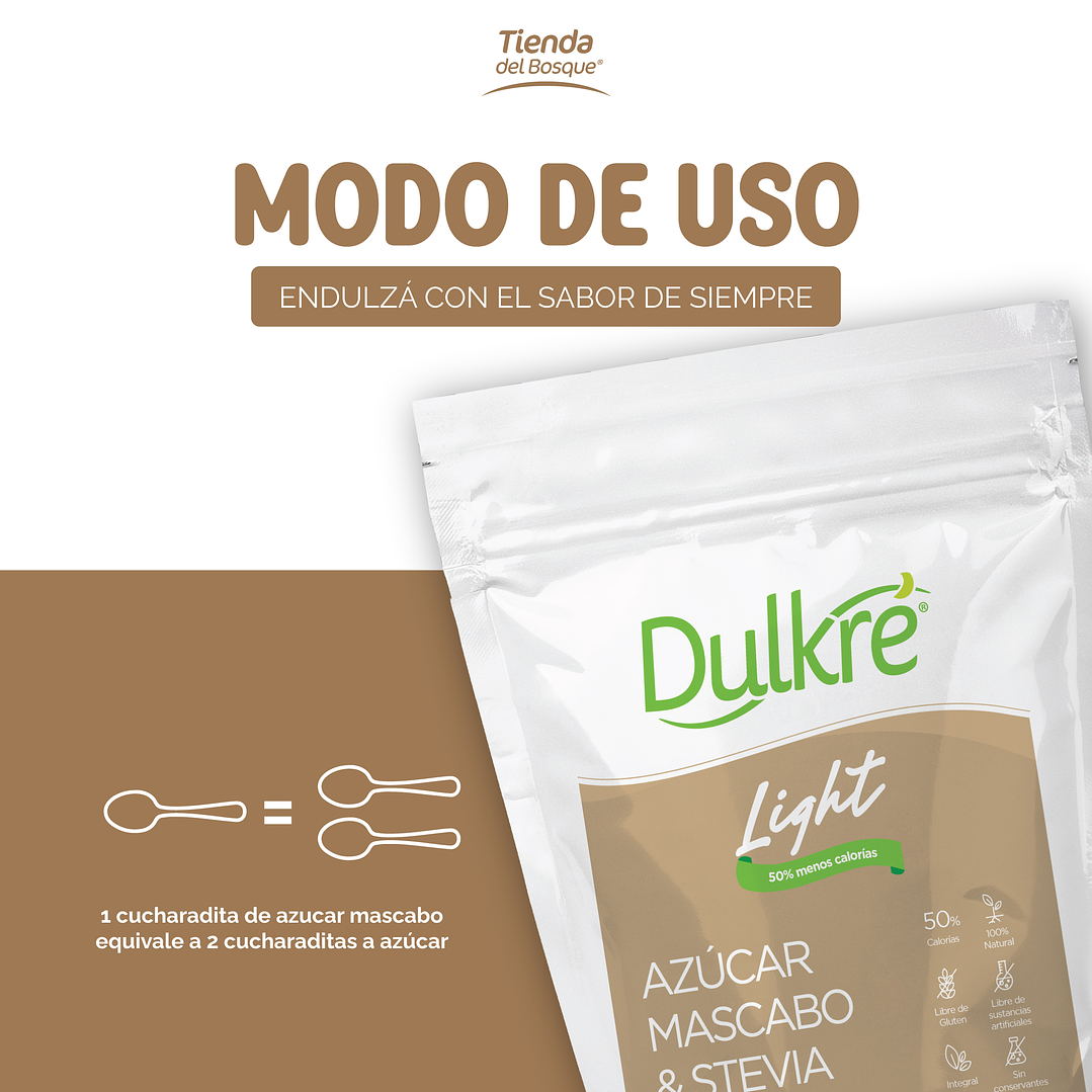 Dulkré Light 1kg - Azucar, Mascabo & Stevia 3