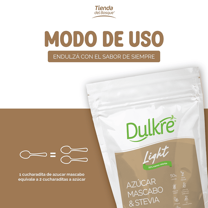 Dulkré Light 500g - Azucar Mascabo + Stevia 3