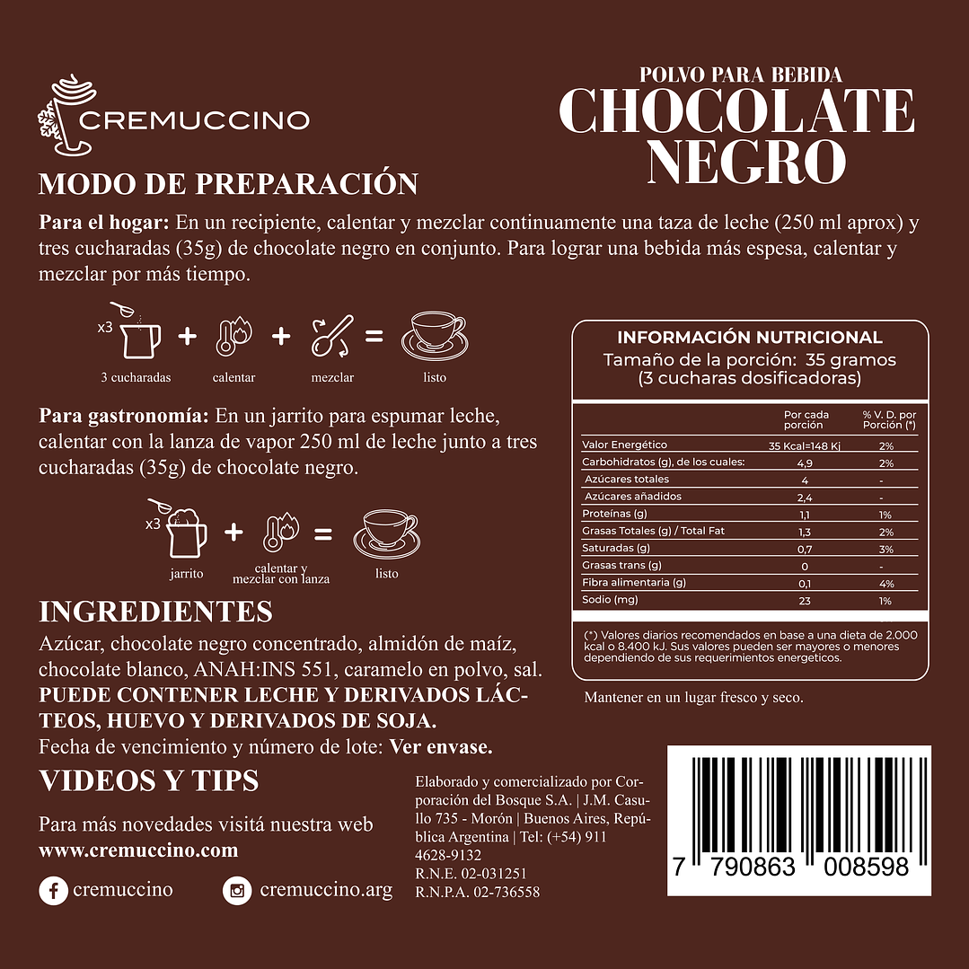Chocolate Negro 875g 7