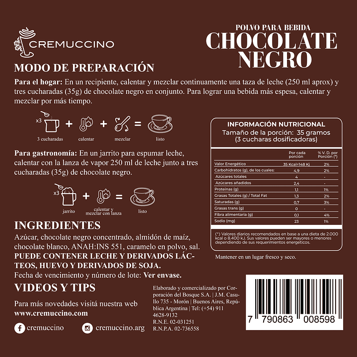 Chocolate Negro 875g 7