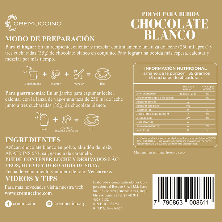 Chocolate Blanco 875g 7