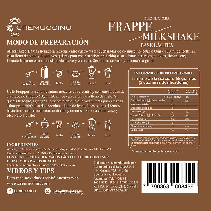 Frappe / Milkshake Base Lactea 1,5 kg 7