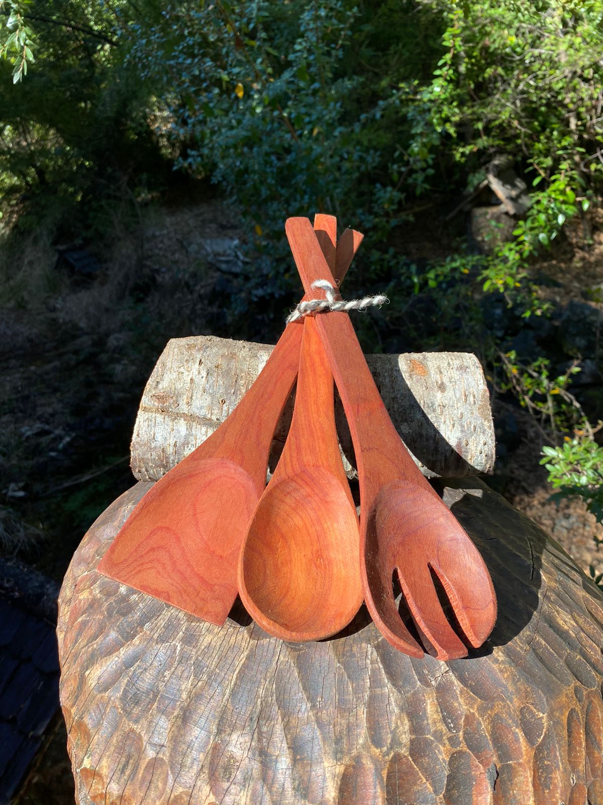 Set cubiertos de madera
