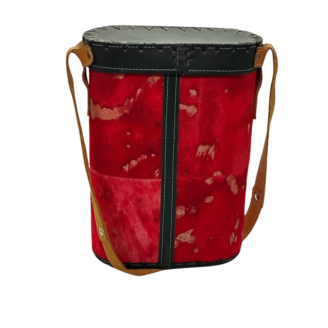 Bolso Rigido Cuero Piel Rojo 1