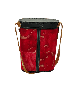 Bolso Rigido Cuero Piel Rojo