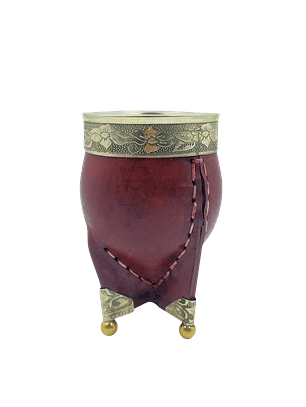 CALABAZA IMPERIAL CUERO LISO CON APLICACIONES DE ALPACA Y VIROLA FLORAL