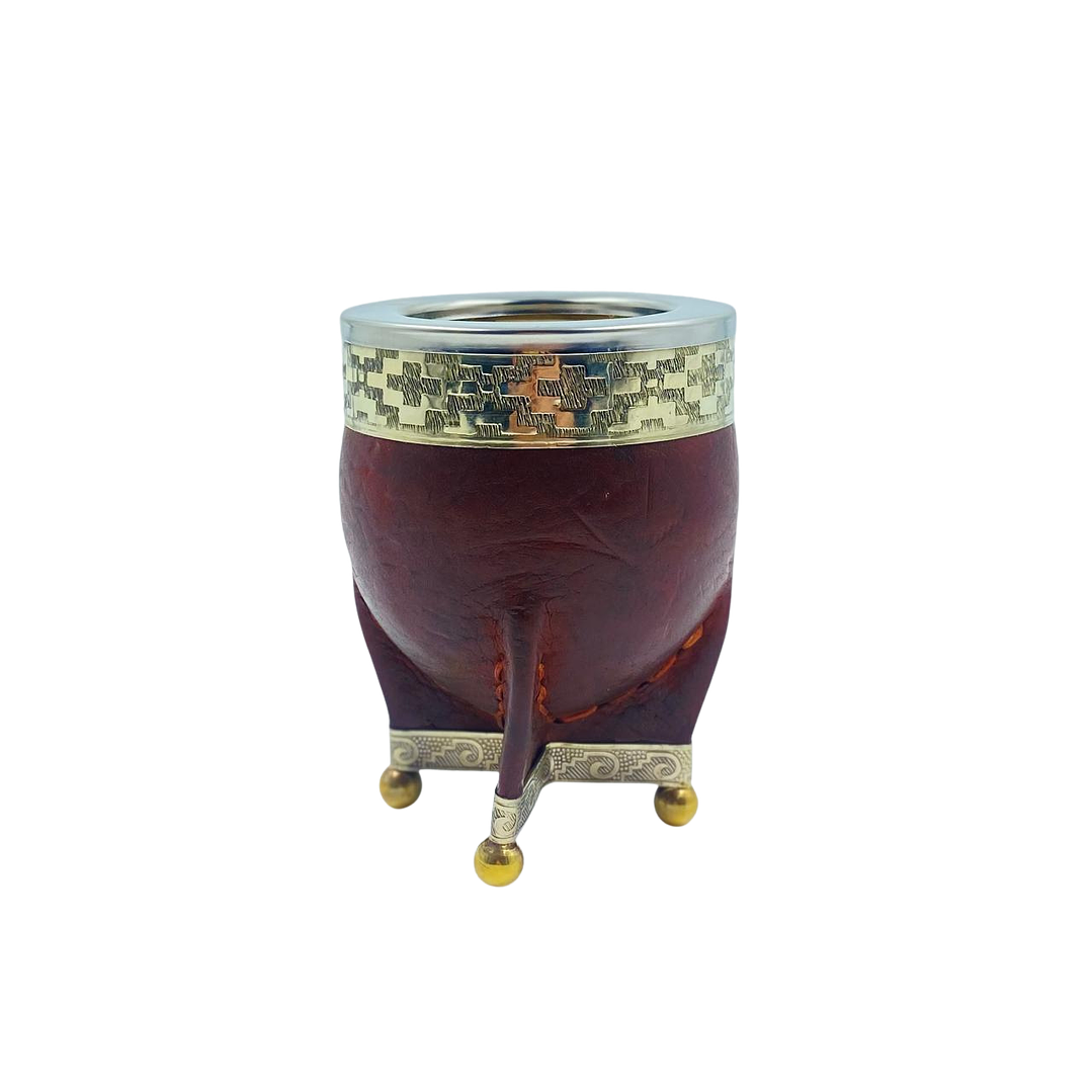 Calabaza Imperial Cuero Liso Café Liso c/ Aplicaciones De Alpaca Pampa 1