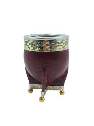 Calabaza Imperial Cuero Liso Café Liso c/ Aplicaciones De Alpaca Pampa