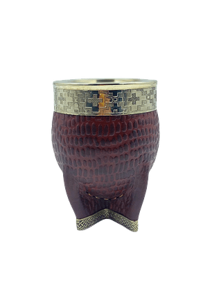 Calabaza Imperial Cuero Café Diseño c/ Aplicaciones De Alpaca y Virola Pampa