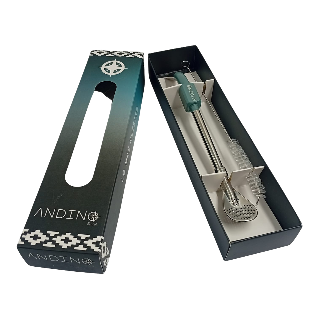 Bombilla Con Limpiador Andino Verde  1