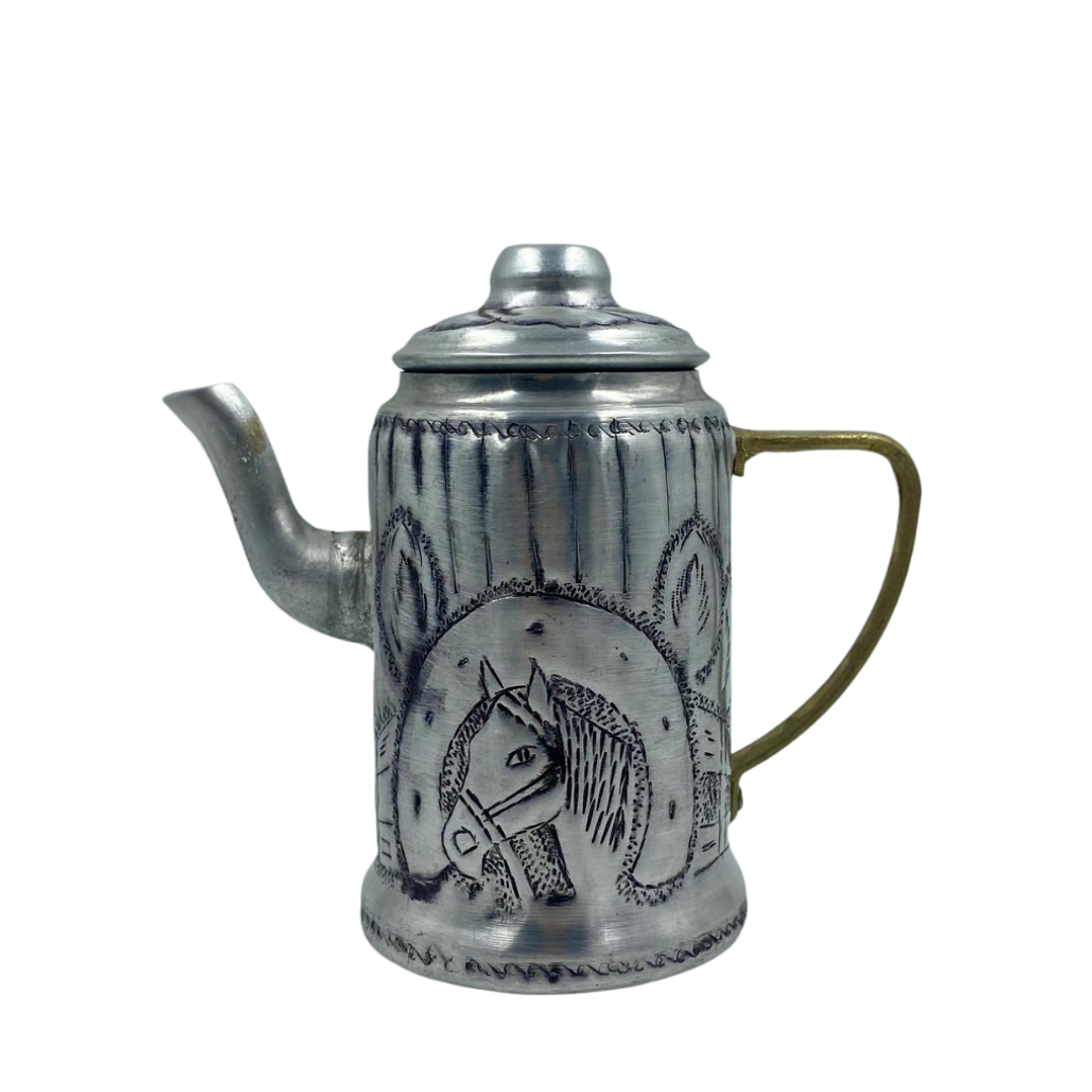 Cafetera de aluminio repujado diseño caballo caballo 1