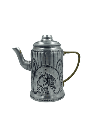 Cafetera de aluminio repujado diseño caballo caballo