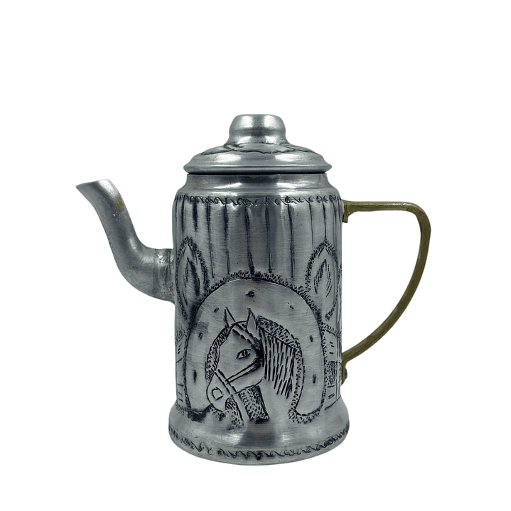 Cafetera de aluminio repujado diseño caballo caballo 1