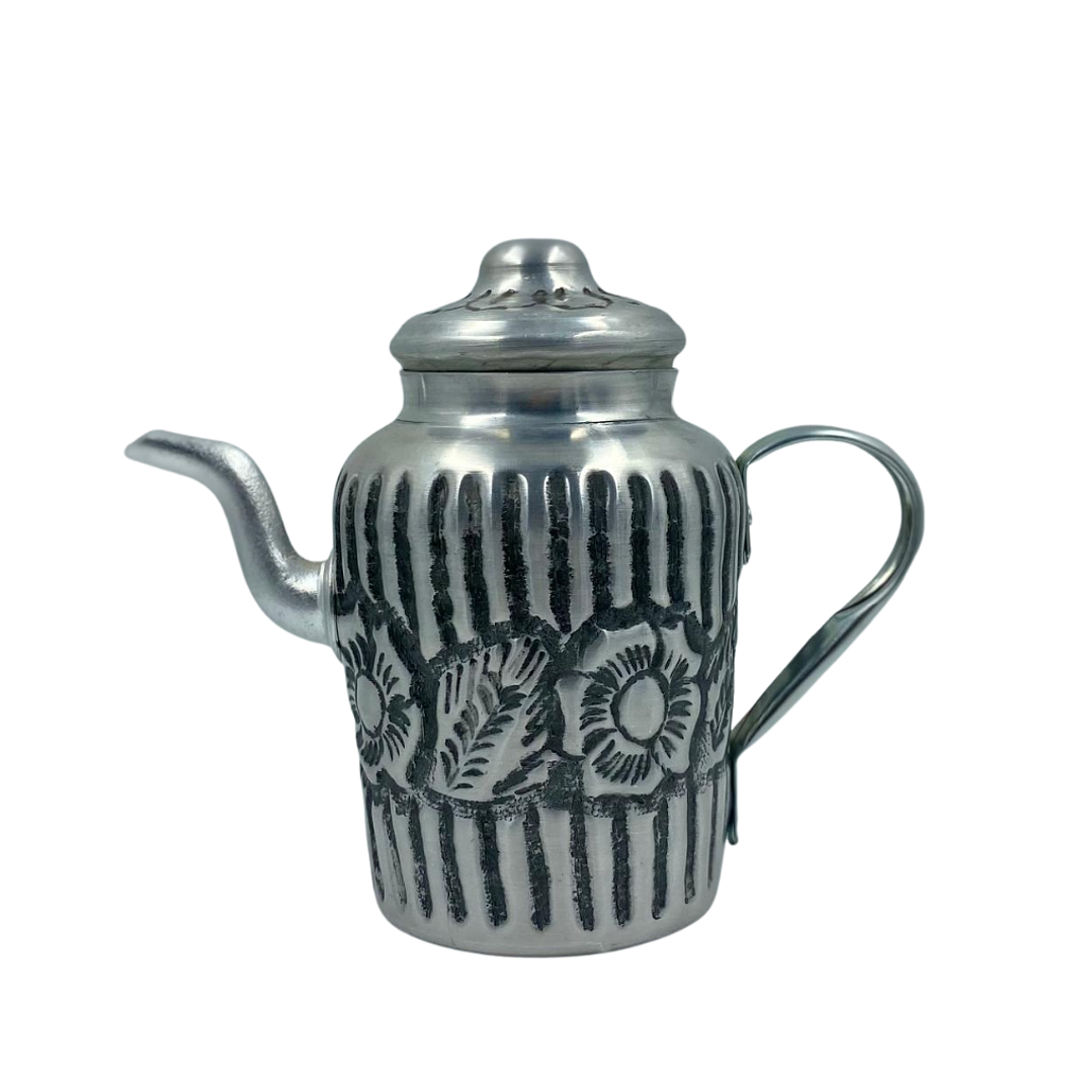 Cafetera de Aluminio Repujado Diseño Flores 1