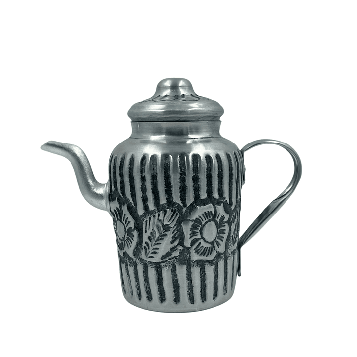 Cafetera de Aluminio Repujado Diseño Flores 1