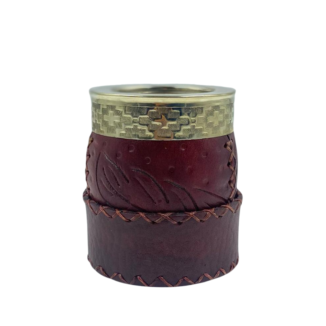 Calabaza imperial cuero café diseño c/ base y virola pampa 1