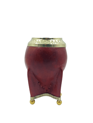 Calabaza torpedo café c/ aplicaciones de alpaca y virola alpaca Café