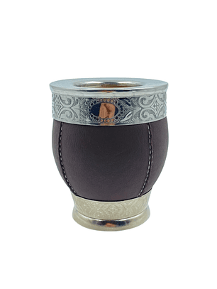 Calabaza imperial con pie y virola abstracta color café