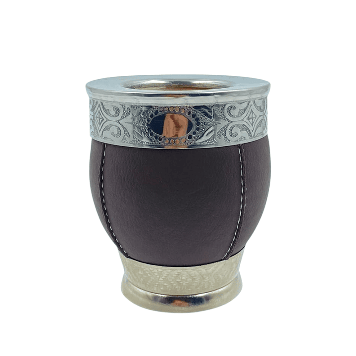 Calabaza imperial con pie y virola abstracta color café 1