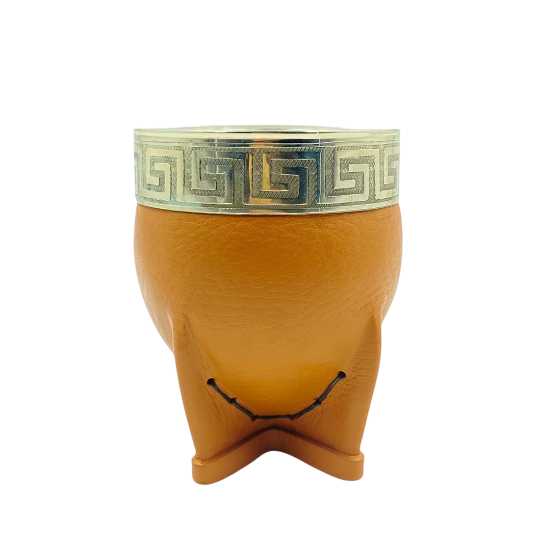 Calabaza imperial cuero liso beige con virola griega Beige 1