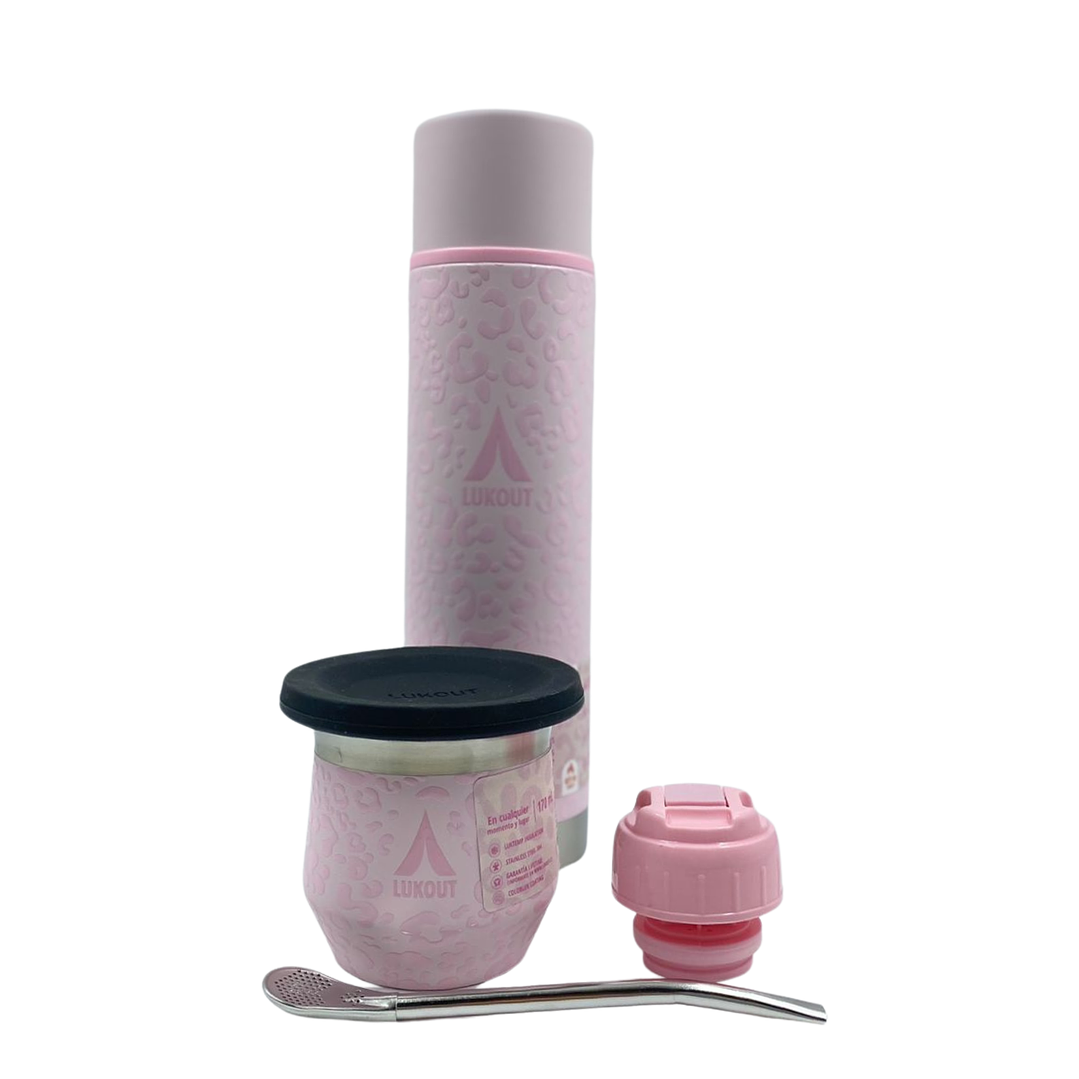 Kit Termo Bala 750 mL y Mate 170 mL Animal Pink 1