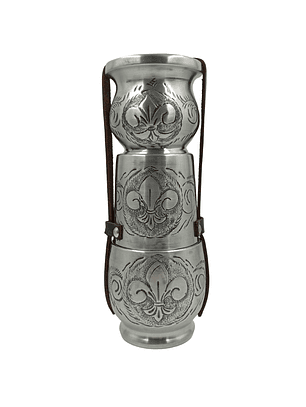 Set Cincelado y Madera con Yerbero, Azucarero y Mate con Diseño de Flor