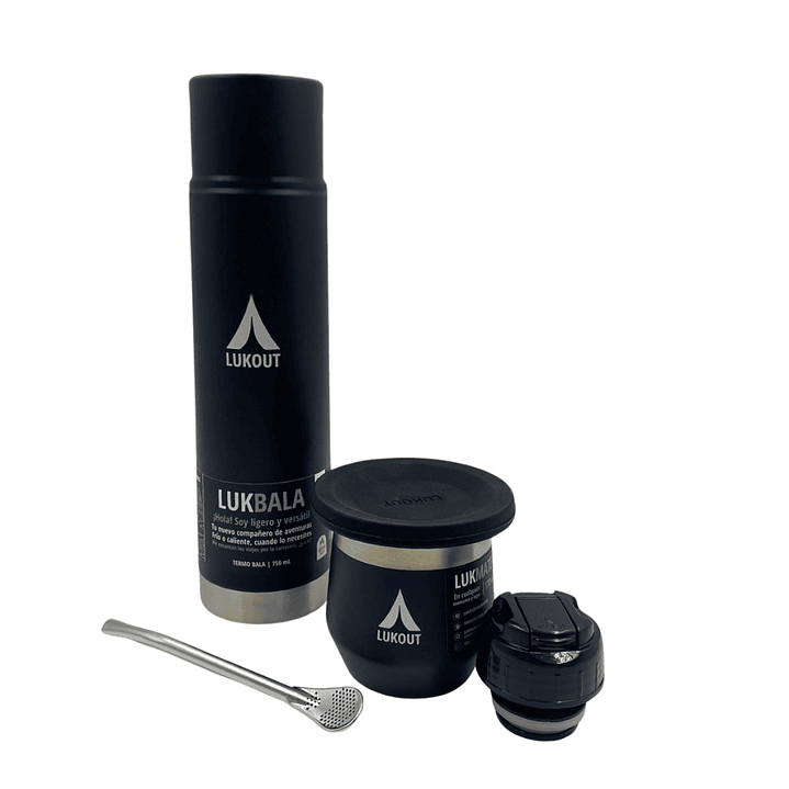 Kit Termo Bala 750 mL y Mate 170 mL Negro 1