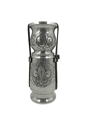 Set Cincelado y madera con yerbero y mate Flor de Lis No