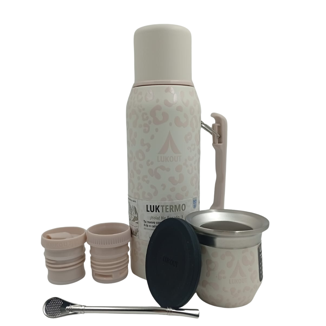 Kit Termo Handle 1000 mL y Mate 170 mL Animal Cream 1