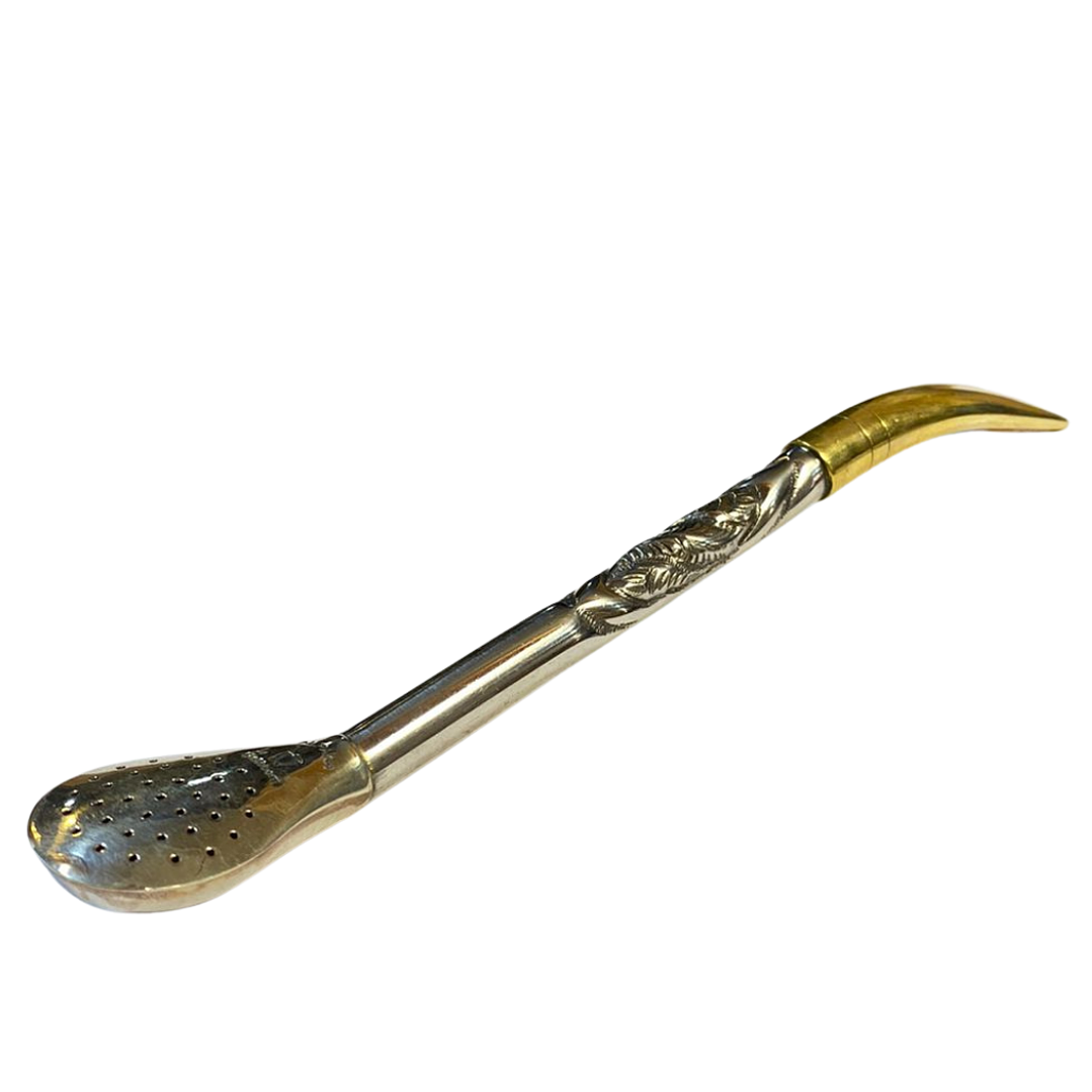 Bombillón de Alpaca Cincelado con Pico de Loro y Aplicaciones en Bronce 20 cm 2