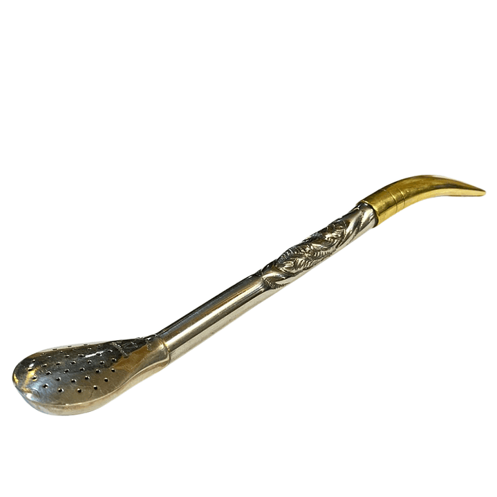 Bombillón de Alpaca Cincelado con Pico de Loro y Aplicaciones en Bronce 20 cm 2