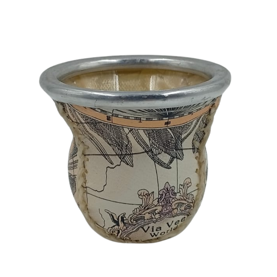 Mate de Vidrio Forrado en Cuerina Diseño Mapa  1