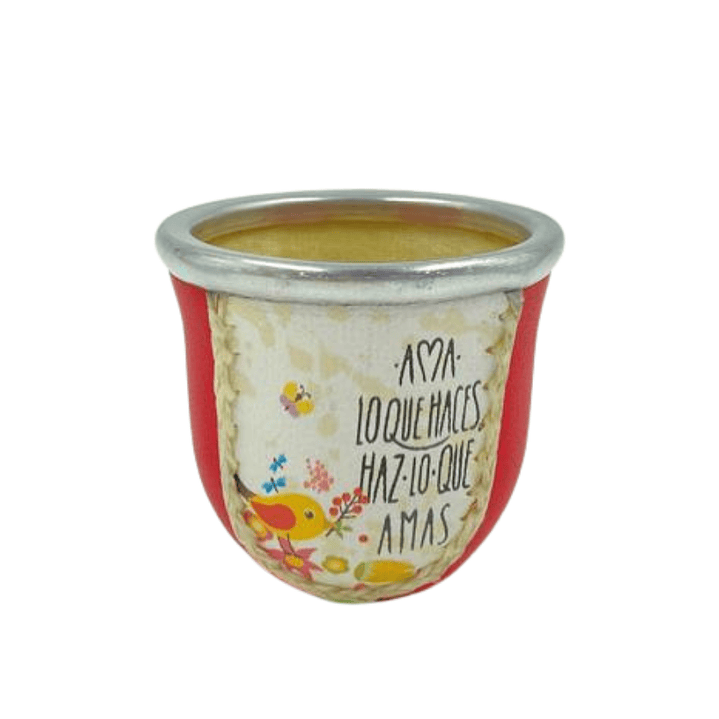 Mate de Vidrio Forrado en Cuerina Diseño Ama lo que haces haz lo que amas 1