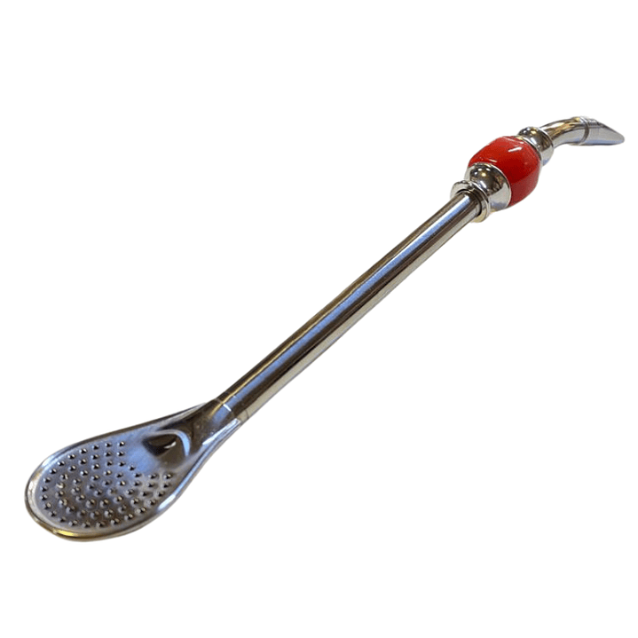 Bombilla Acero Inoxidable con Pieza Decorativa de Color Rojo de 22 cm 2