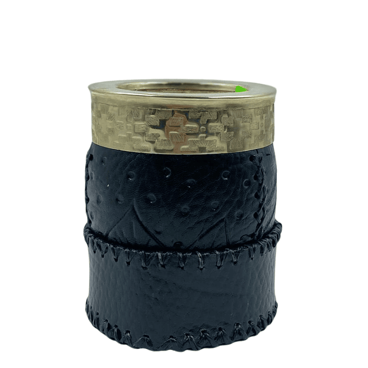 Calabaza Imperial Criolla forrada en cuero con diseño negro y virola Pampa  1