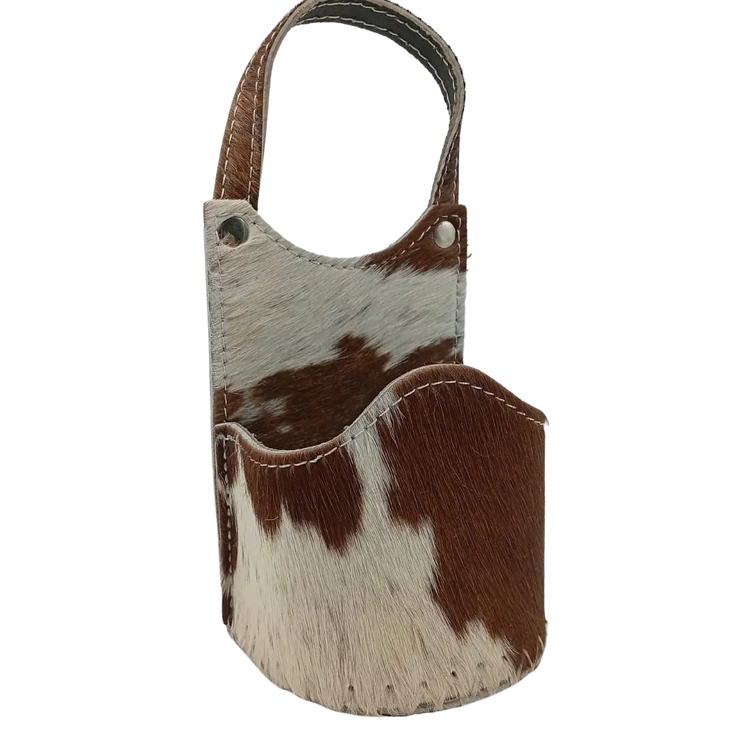 Porta Mate Para Auto De Cuero Con Pelo De Vaca 1