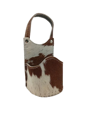 Porta Mate Para Auto De Cuero Con Pelo De Vaca