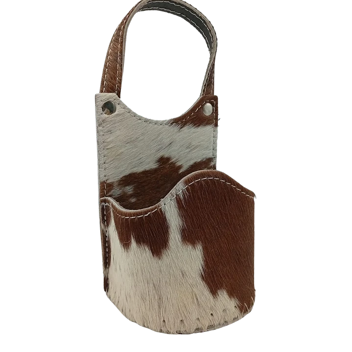 Porta Mate Para Auto De Cuero Con Pelo De Vaca 1