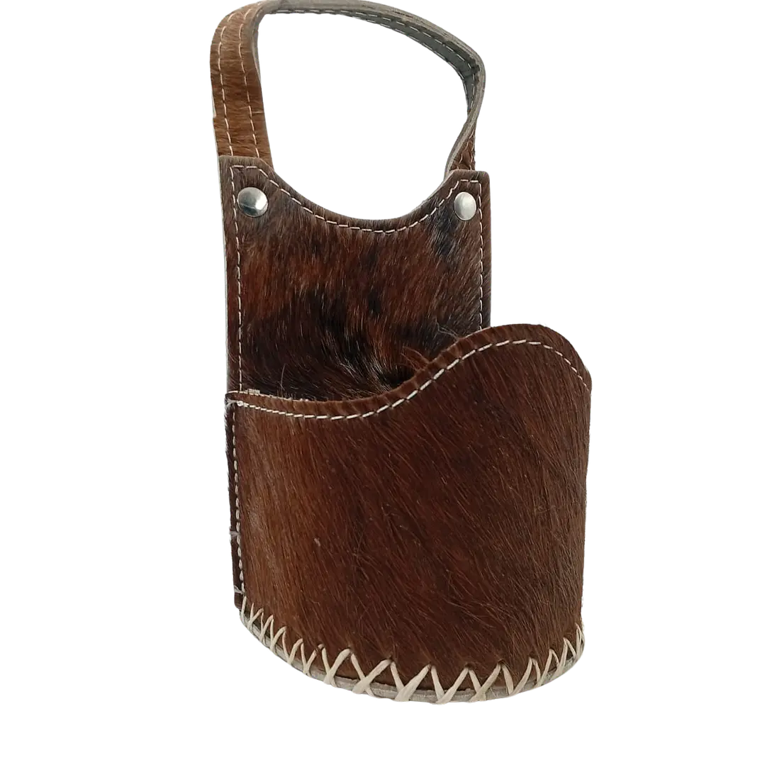 Porta Mate Para Auto De Cuero Con Pelo De Vaca 2