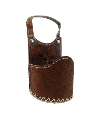 Porta Mate Para Auto De Cuero Con Pelo De Vaca