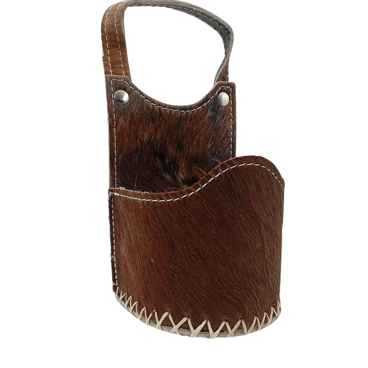 Porta Mate Para Auto De Cuero Con Pelo De Vaca 2