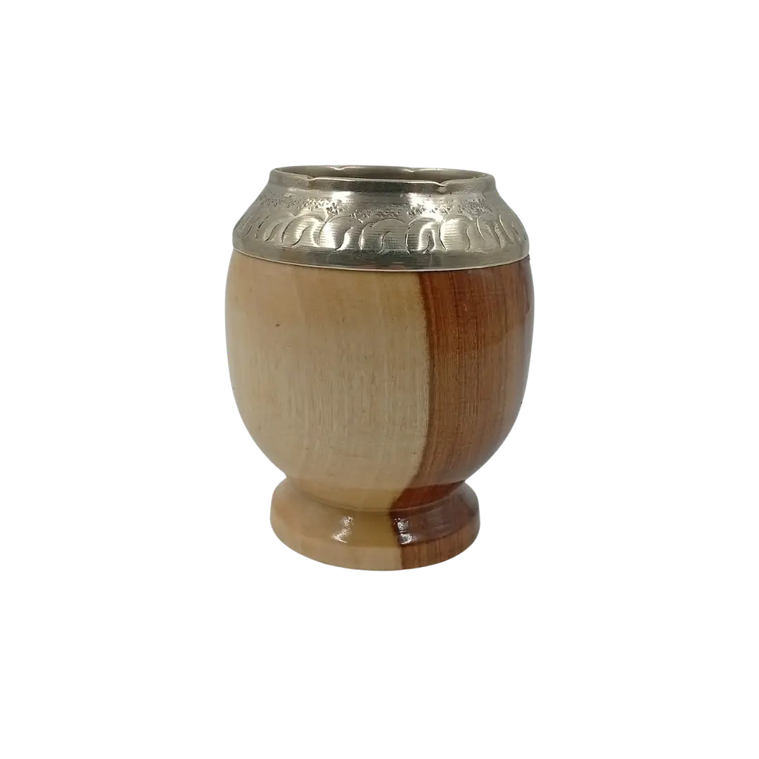 Mate torpedo de Algarrobo con virola de alpaca cincelada 2