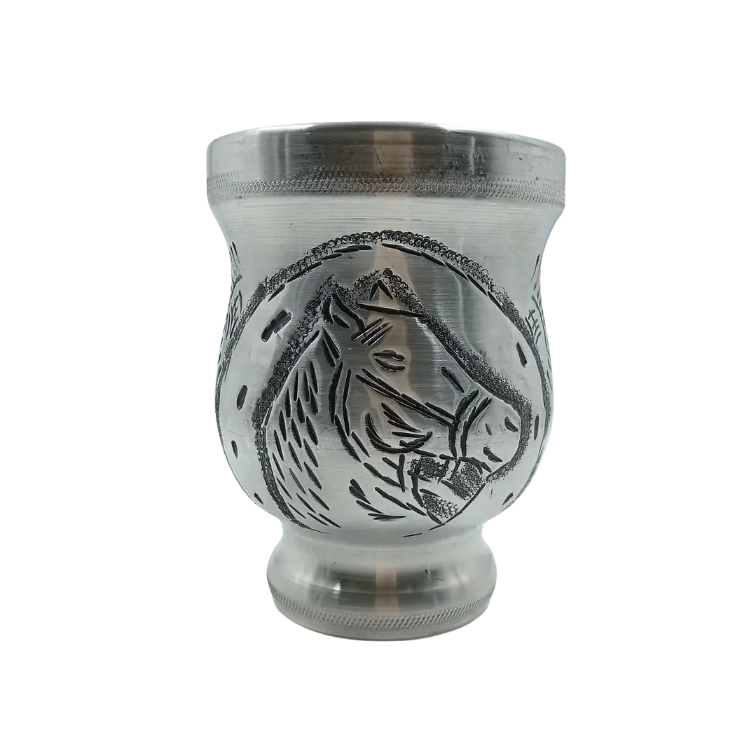 Mate de Algarrobo Forrado Cincelado con Diseño de caballo 1